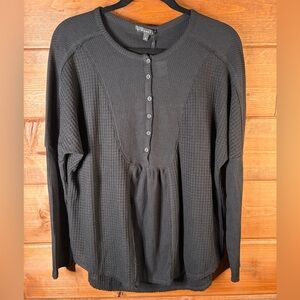 Gibson Black Waffle Knit Top Medium